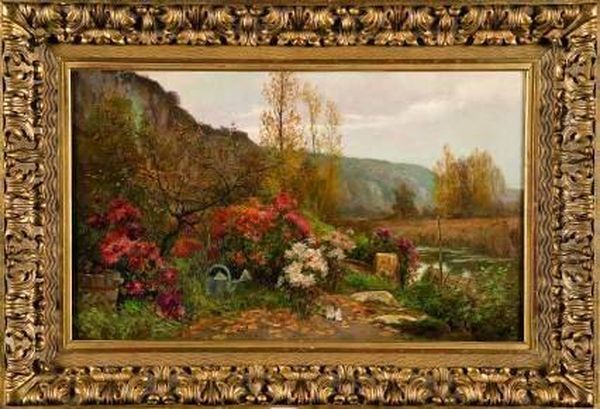 Paysage Aux Fleurs Et Ruisseau - view 1