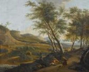 Broad Landscape With Two Riders In Theforeground