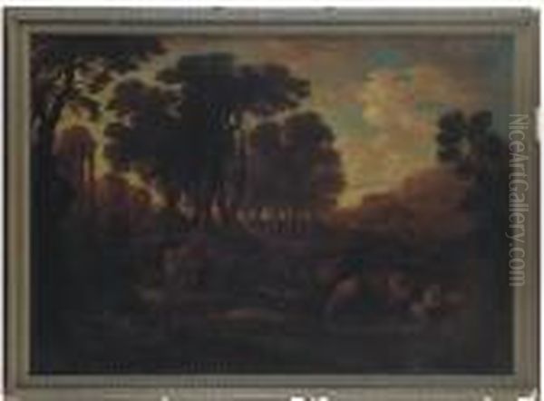 A Classical Landscape With Shepherds Resting Near Roman Ruins - view 1