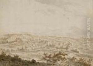 Un Paysage Avec Un Chateau, Des Maisons, Une Montagne A L'arriere-plan by Frederick De Moucheron