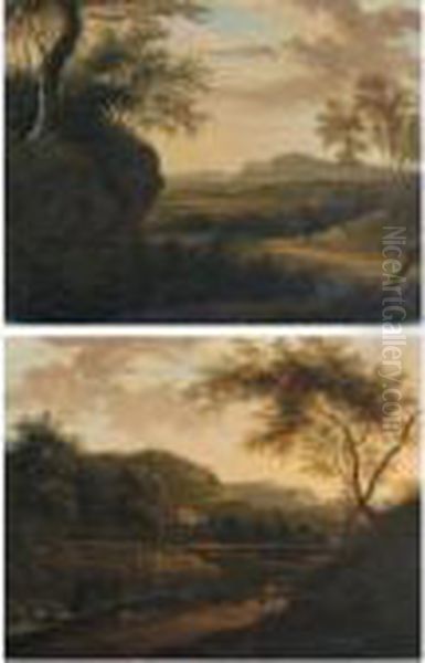 Italianate Landscape With Trees Overhanging A Road - view 1