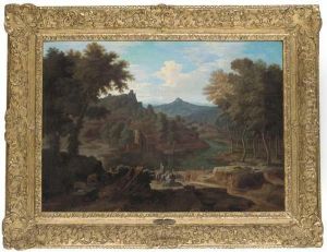 A Mountainous Landscape With Washerwomen By A River