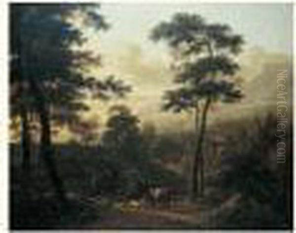 Paysage Boise De La Campagne Romaine Anime De Bergers - view 1