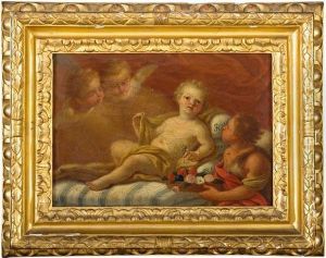 San Giovannino Offre Una Cesta Di Fiori A Gesu San Giovannino Offre Una Cesta Di Fiori A Gesu
