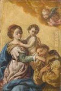 The Madonna And Child With Saint Francis by Francesco de Mura