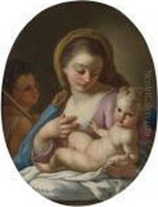 Madonna And Child With St. John The Baptist by Francesco de Mura