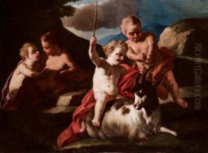 Putti Che Giocano Con Una Capra by Francesco de Mura