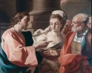 Christ And The Woman Taken In Adultery by Francesco de Mura