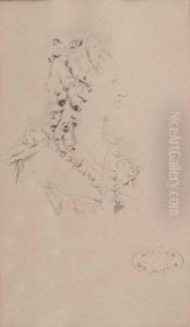 Portraitskizze Einer Dame Mit Gelocktem Haar Im Profil Portraitskizze Einer Dame Mit Gelocktem Haar Im Profil
