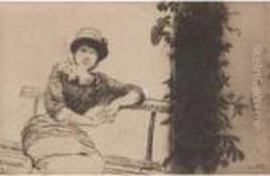 Woman Seated On Park Bench