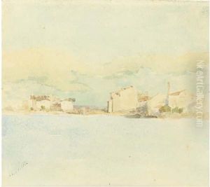 A Seascape With Houses In The Background A Seascape With Houses In The Background