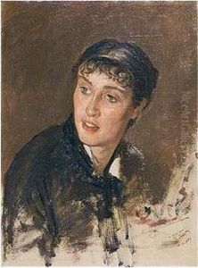 Portrait Of A Young Woman (testa Di Donna Con Frangetta) by Giuseppe de Nittis