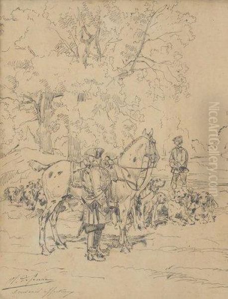 Piqueux En Tenue Louis Xv Et La Meute En Foret - view 1