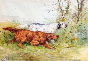  Chien De Chasse A L""arret  by Charles Olivier De Penne