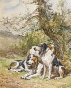 Hounds Waiting; Hounds Poised by Charles Olivier De Penne