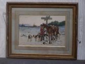 Chasseur Et Sa Meute En Hiver Chasseur Et Sa Meute En Hiver