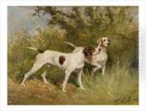 Deux Chiens A L'arret Deux Chiens A L'arret