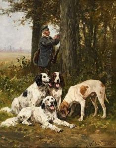 Chiens De Chasse Au Repos. by Charles Olivier De Penne