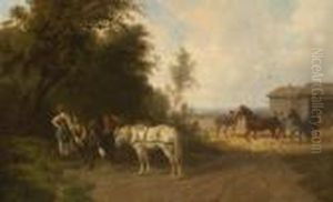 Szene Auf Dem Pferdehof.