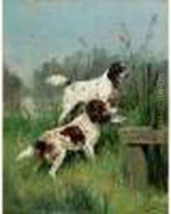 Deux Chiens De Chasse by Charles Olivier De Penne