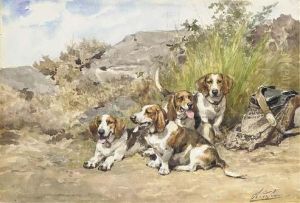 Hounds At Rest by Charles Olivier De Penne