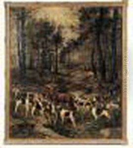 Cerf Tenant Les Abois by Charles Olivier De Penne