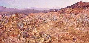 The charge of the 3rd Light Horse Brigade at the Nek, 7 August 1915 by George Lambert