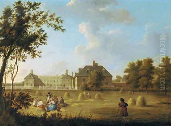 A view of Fonthill, Wiltshire, with haymakers in the foreground - view 1