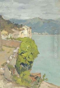 View of a coastal village by Isaak Ilyich Levitan