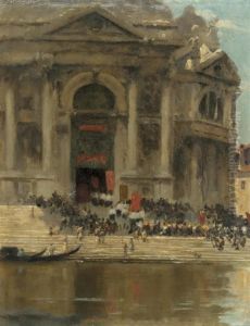 A Procession Before Santa Maria Della Salute, Venice by Antonio Maria de Reyna