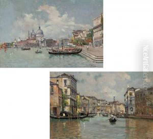 Gondolas Moored On The Molo, Santa Maria Della Salute Beyond; Andthe Grand Canal, Venice - view 1