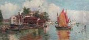 The Gondola Wharf With The Church Of San Giorgio Maggiore, Venice