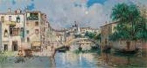 Canale Veneziano Con Campiello by Antonio Maria de Reyna