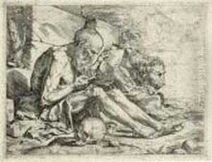 Saint Jerome In The Desert (bartsch 3; Brown 13) by Jusepe de Ribera