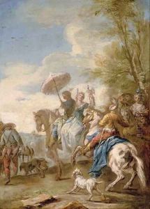 An elegant hawking party