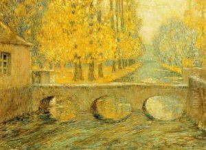 Bridge, Autumn, Gisors by Henri Eugene Augustin Le Sidaner
