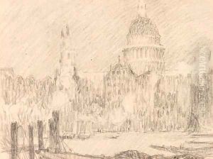 St Pauls Cathedral, London by Henri Eugene Augustin Le Sidaner