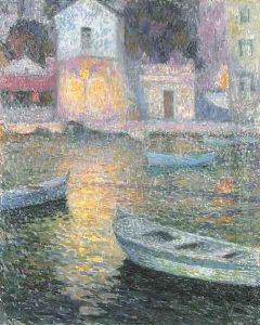 La maison des pêcheurs, Villefranche-sur-Mer by Henri Eugene Augustin Le Sidaner