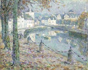 La petite ville au matin, Quimperle by Henri Eugene Augustin Le Sidaner