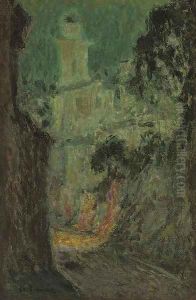 La rue au clair de lune, Villefranche-sur-Mer by Henri Eugene Augustin Le Sidaner