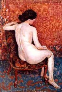 Sitting Nude On Chair by Georges Lemmen