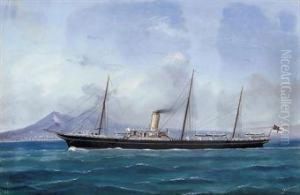 A Steam Yacht Of The Royal Yacht Squadron In The Bay Ofnaples
