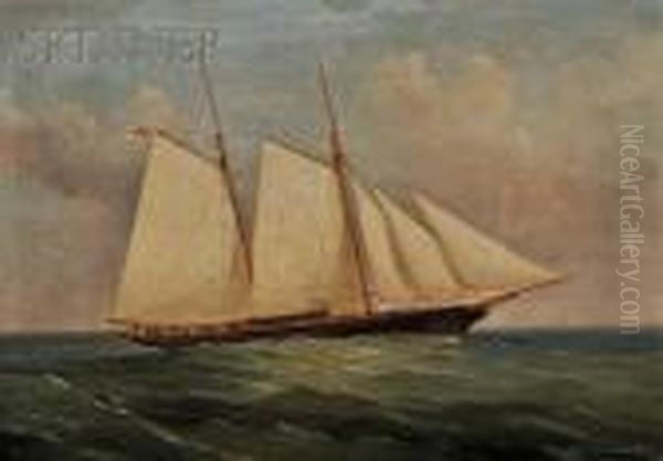 Two Masted Schooner With British Royal Navy Flag - view 1