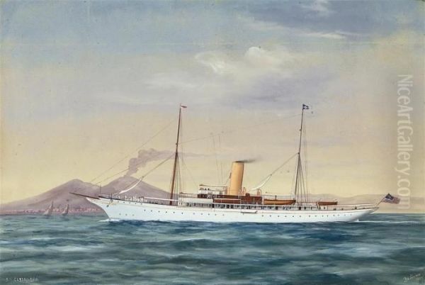 The American Steam Yacht 
Cassandra 
 Cruising In Mediterraneanwaters Off Naples - view 1