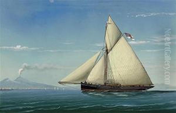A Royal Yacht Squadron Cutter Powering Along In The Bay Ofnaples - view 1