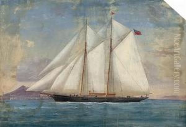 A British Racing Topsail Schooner Under Full Canvas Off Naples - view 1