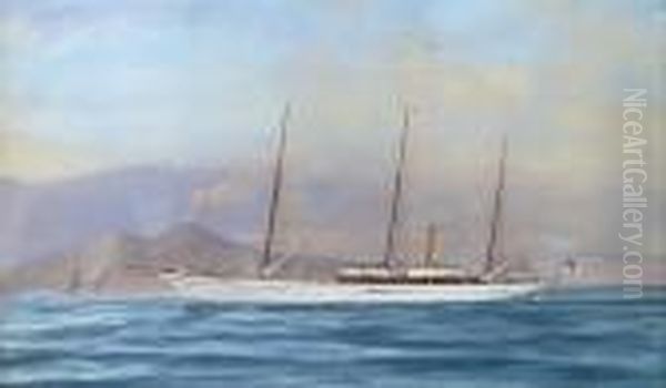 The Royal Yacht Squadron's Steam Yacht 
Aries 
 In Mediterranean Waters Off Naples - view 1
