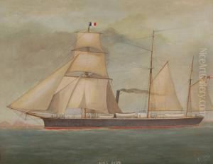 Portrait Of The Steam And Sail Ship Hms Avon Off The Coast Ofnaples by Antonio de Simone