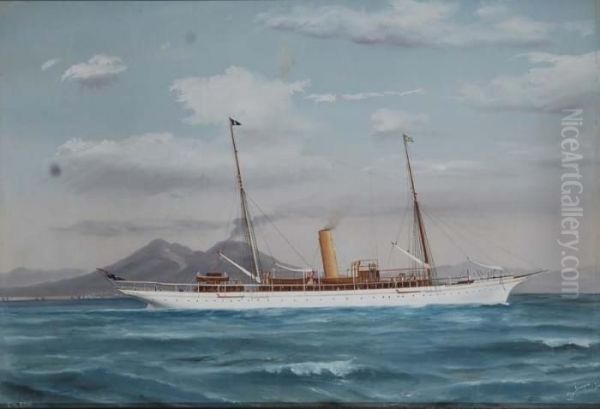 Ritratto Dello Steam Yacht Erin In Uscita Dal Golfo Di Napoli - view 1