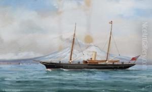 Ritratto Dello R.s.c.y. Marjorie In Navigazione Davanti Al Vesuvio by Antonio de Simone
